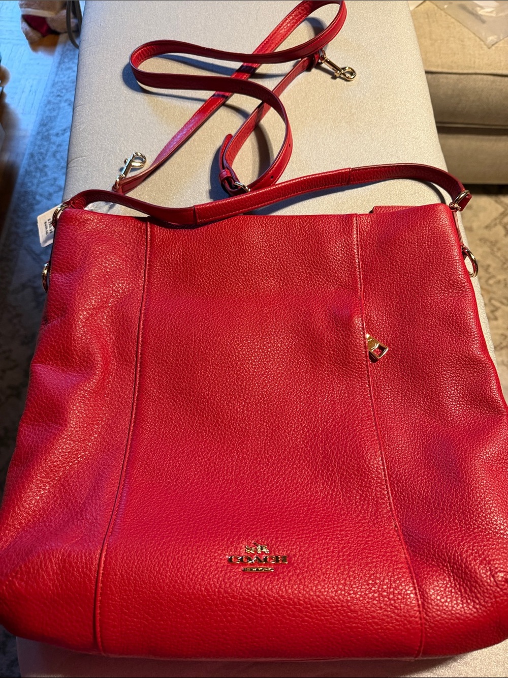 Coach Pebbled Leather Crossbody Bag in Bright Red